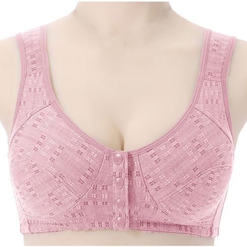 Front Closure Bras for Older Women 2024 Plus Size Convenient Full Support No Underwire Bras Comfy Breathe Push up Bra