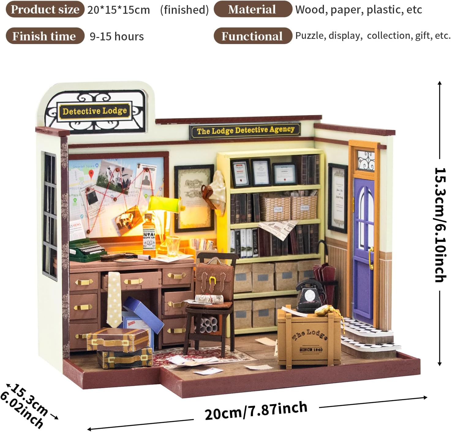 DIY Miniature House Kit Decorative Dollhouse Model Kit with Furniture 3D Wooden Miniature Dollhouse Kit Creative Mini Doll House Kit for 14+ Years Kids
