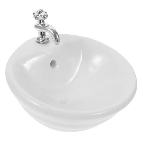 Mini Washbasin Miniature Furniture Model Miniature Washing Basin Bathroom Bathroom Accessory Doll House Bathroom Scene Layout Mini Face Wash Ceramics Wash Basin Cabinet Sink White