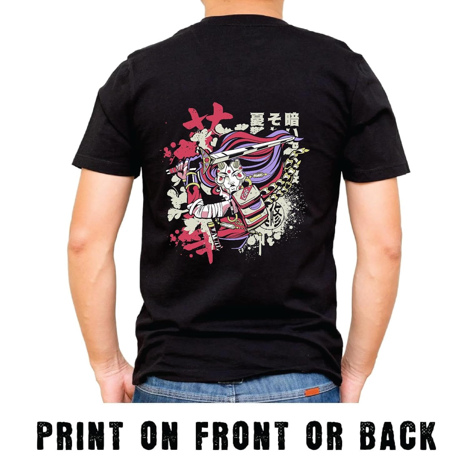 Street Art Style Asian Warrior Gift for Men and Women Men Women Black Multicolor T