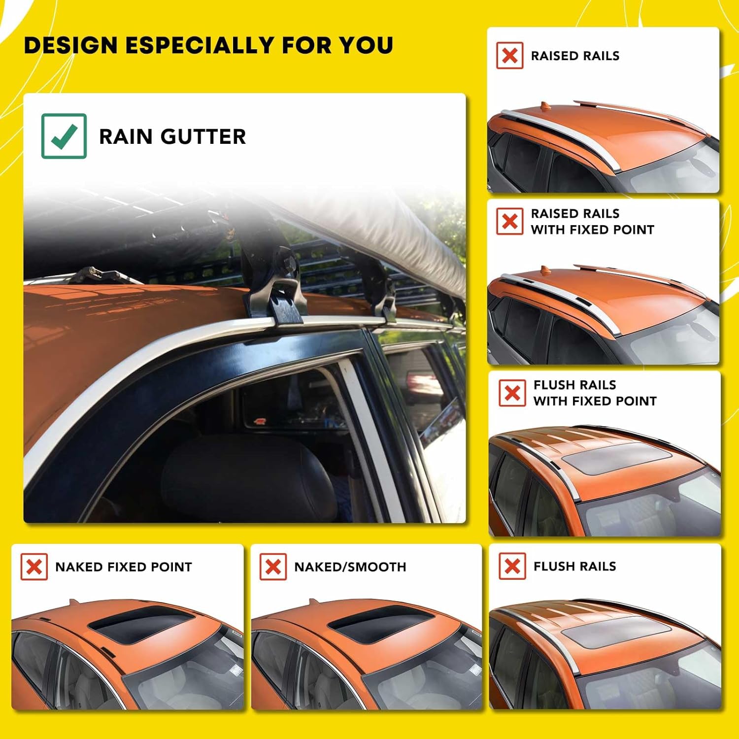 YHTAUTO 165 lbs Roof Rack Cross Bars Fit 2007-2024 Jeep Wrangler JK & JL & Gladiator JT 4 Doors Only, T6063 Aluminum Crossbars Anti-Rust with for Skiboard Kayak Snowboard Bike Rooftop Cargo Luggage