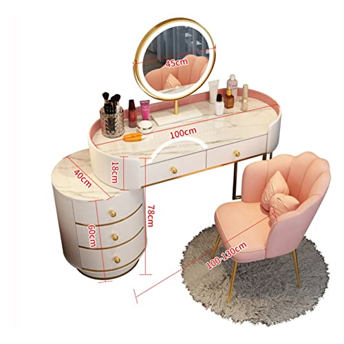 Vanity Table Dressing Table Bedroom Simple Makeup Table Storage Table Storage Cabinet Makeup Mirror Makeup Stool Combination Set Dressing Table(A,120cm)