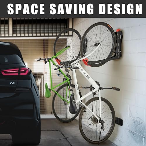 Wallmaster BIKEPAL Swivel Bike Rack, Wall Mounted Bike Storage System, Space Saving for Home and Garage, 4 Pack