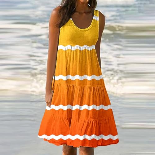 Summer Neck Women Crew 2024 High Striped Dresses Fashion Mini Waisted Beach Party Sundresses