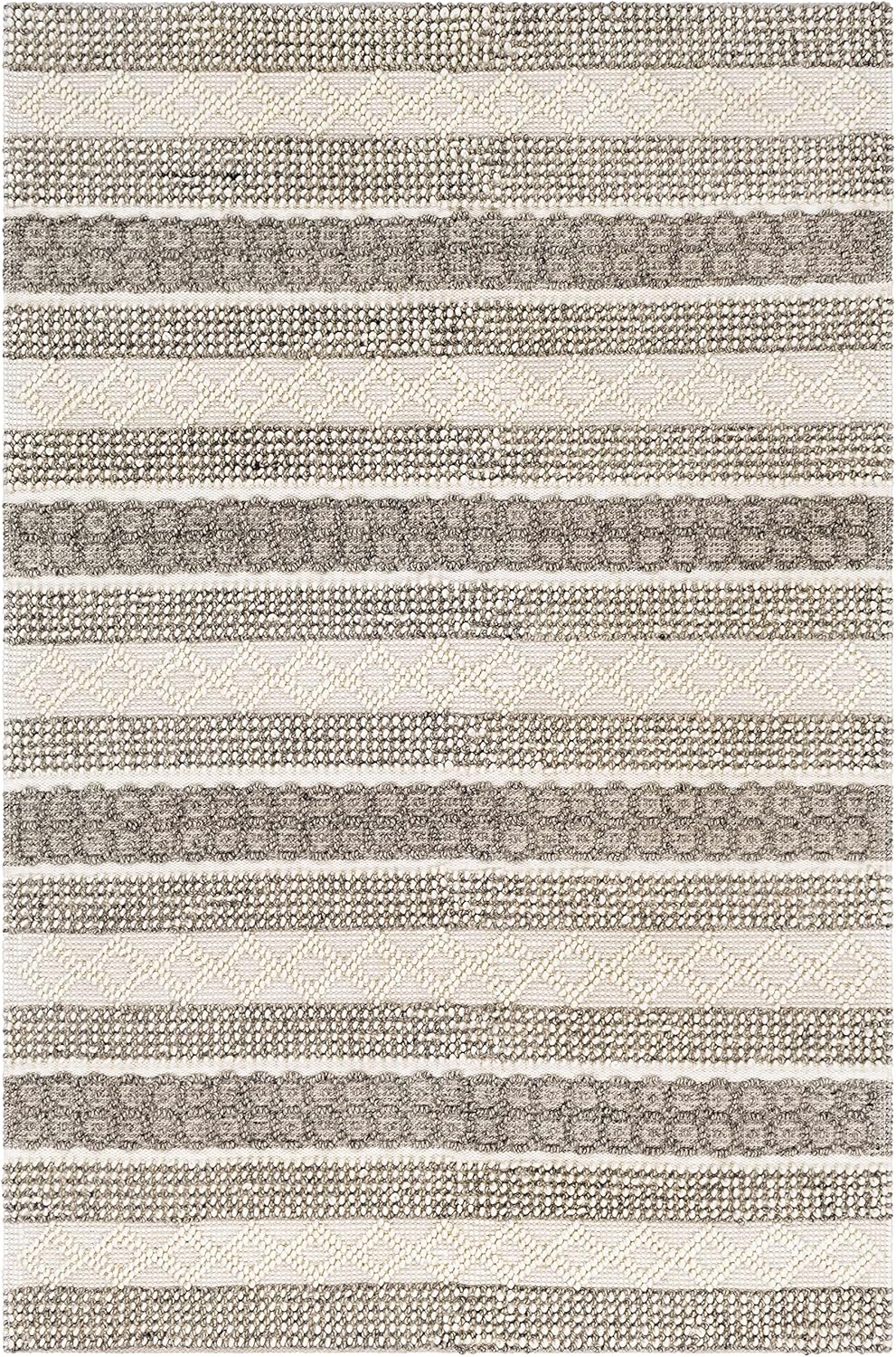 Hauteloom Valley Wool Living Room, Bedroom Area Rug - Bohemian/Global - Beige, Gray - 8' x 10'
