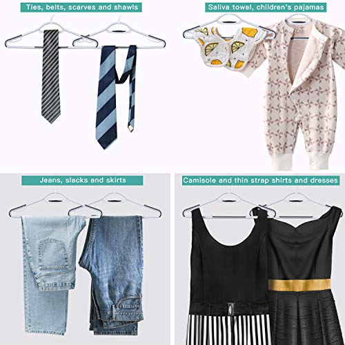 Extra Non Slip Plastic Clothes Hangers 30 Pack, with Sure Grip Rubber, 360 Degree Swivel Hook, Space Saving (Steel Blue/Cool Grey)