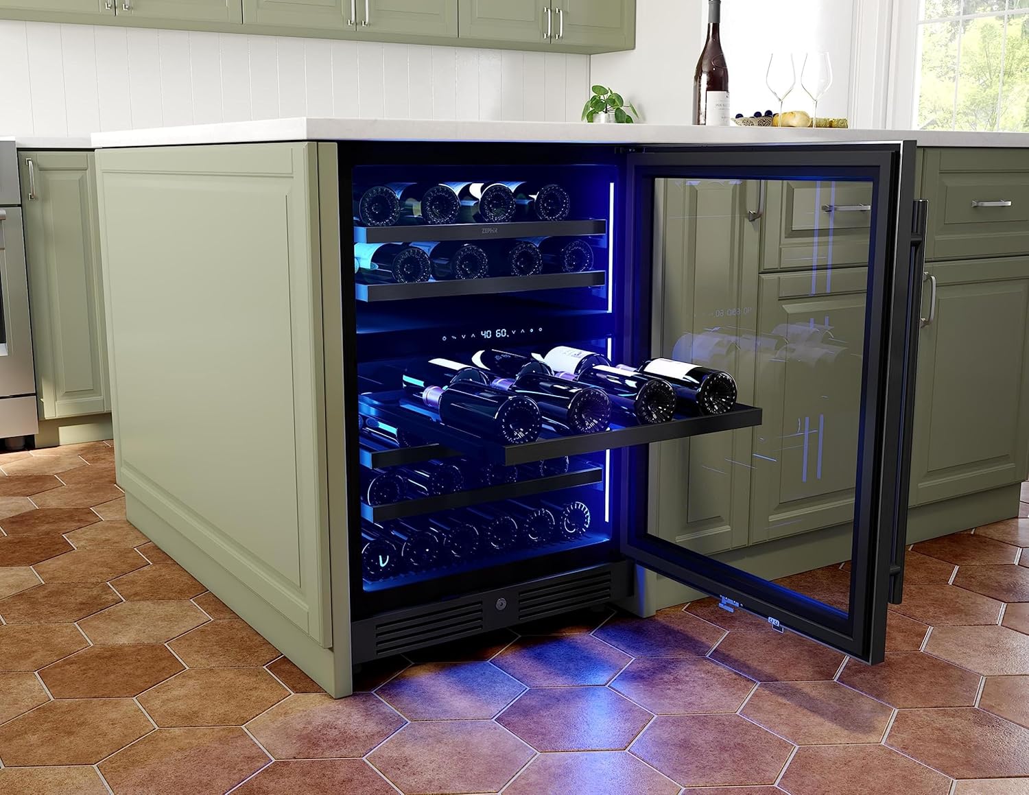 Zephyr PRW24C02C Presrv 24 Inch Wide 45 Bottle Capacity Built-In/Free Standing Dual Zone Wine Cooler with Vibration Dampening System - Stainless Steel