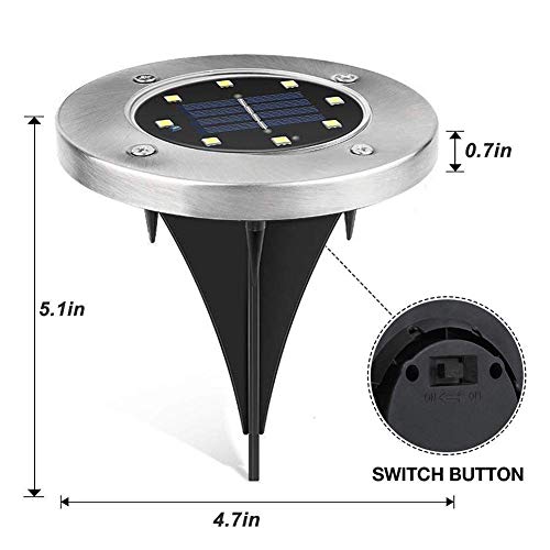 ZGWJ Solar Ground Lights,8 LED Solar Garden Lights Disk Lights Outdoor Waterproof Landscape Lights for Yard Walkway Patio Lawn Driveway Decoration 8 Pack Warm White