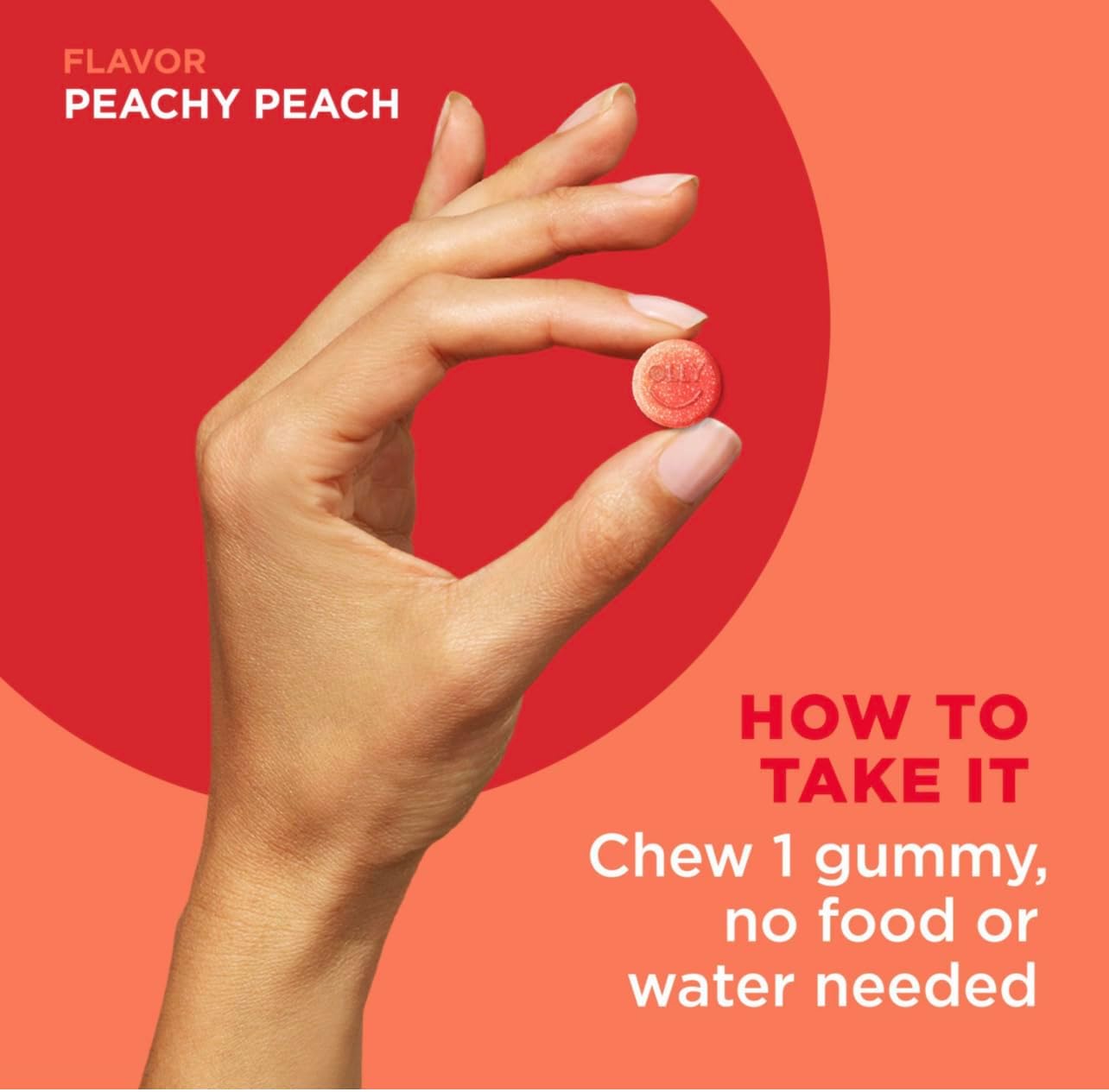 OLLY Probiotic + Prebiotic Gummy, Digestive Support and Gut Health, 500 Million CFUs, Fiber, Adult Chewable Supplement for Men and Women, Peach, 70ct