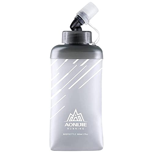 AONIJIE 500ML Collapsible TPU Soft Flask for Outdoor Sports Hydration Lightweight Leakproof Water Bottles for Hydration Running Belt (A - 1 * 500ML Soft Flask)