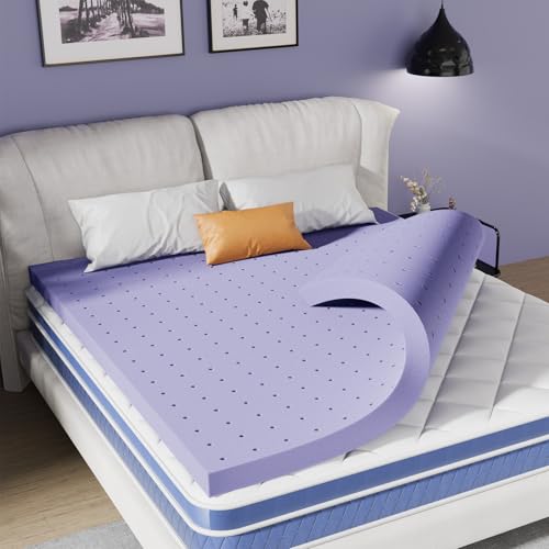 BedsPick Mattress Topper, 3 Inch Gel Memory Foam, Soft and Ventilated Design, King Size, Purple