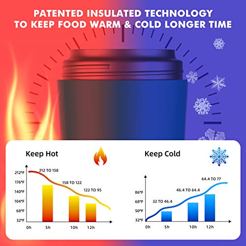 DaCool Food Thermos for Kids With Handle 16 Ounce Insulated Lunch Containers Leakproof Thermos for Food Lunch Soup Vacuum Stainless Steel With Folding Spoon Lunch Box for Kids School Outdoors Pink