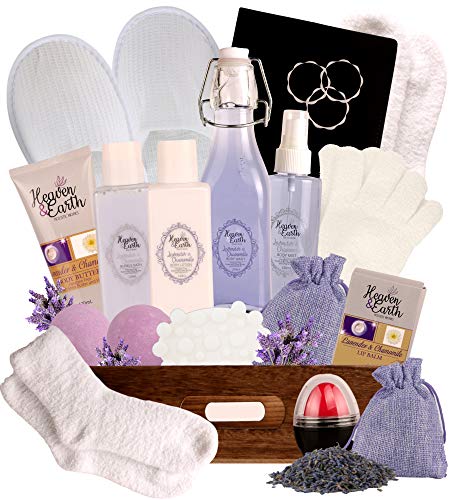 Mothers Day Gift Basket for Mom. Lavender Pampering Gift Basket! All Inclusive Spa Bath Gift Set for Relaxing, Self Care, Meditation Gifts for Her. Luxury Bath Set for Mind & Body Stress Relief!