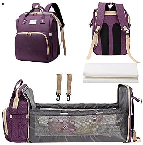 Diaper Bag Backpack with Changing Station Waterproof Multi-Function Travel Portable Mommy Bag (purple)