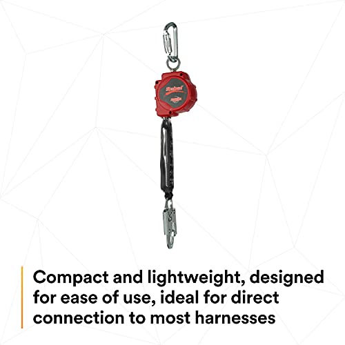 3M Protecta 3100403 Self Retracting Lifeline Rebel 6' (18M) Web, Steel Snap Hook and Carabiner, Black/Red