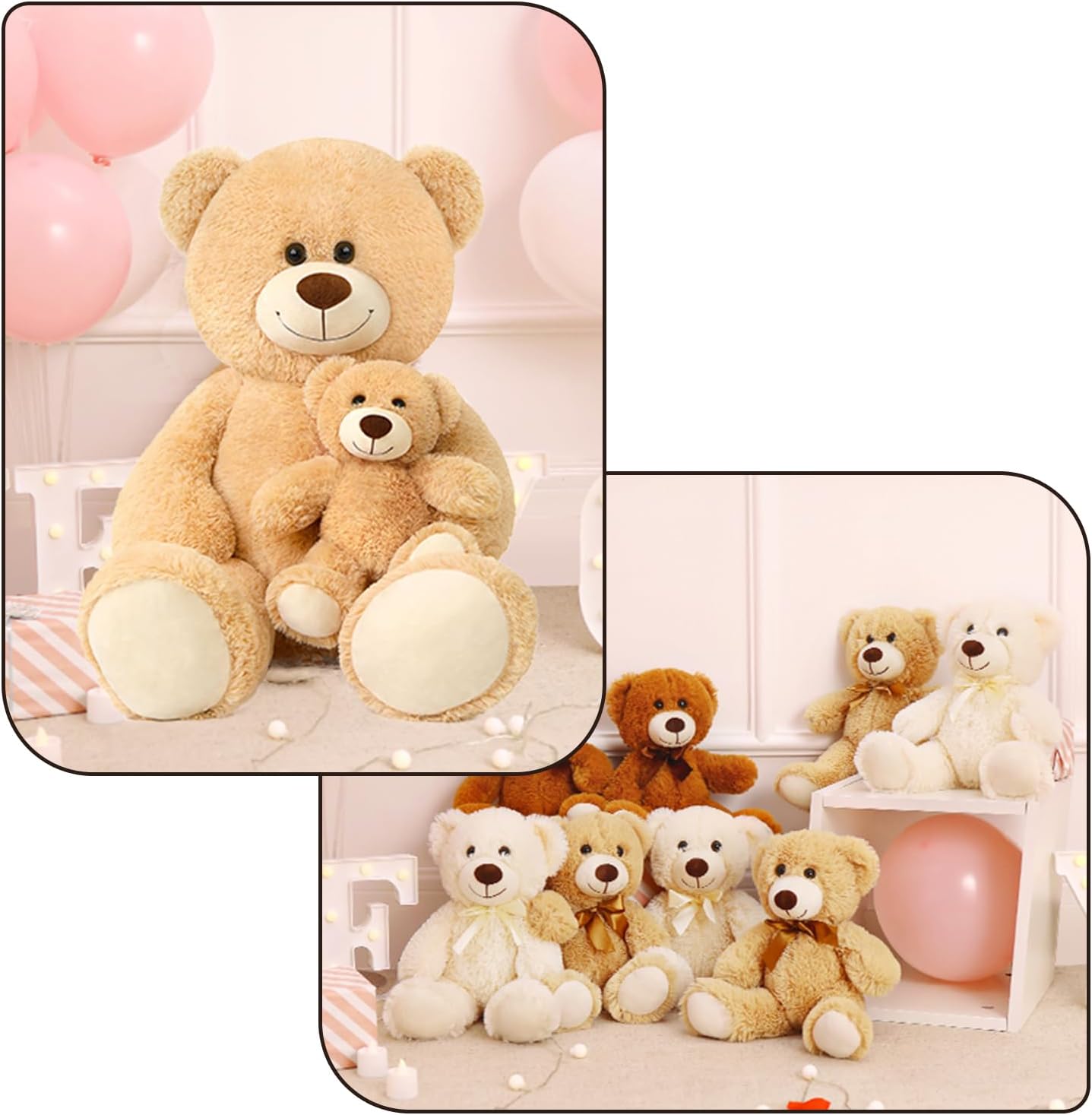 MorisMos Giant Teddy Bear Mommy and Baby Bear, with 8 Pieces Teddy Bears Plush Stuffed Animals