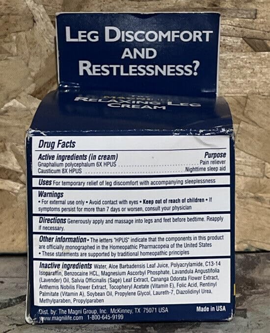 MagniLife Relaxing Leg Cream, Deep Penetrating Topical for Pain and Restless Leg Syndrome Relief, Naturally Soothe Cramping, Discomfort, and Tossing with Lavender and Magnesium - 2 Packs of 4oz