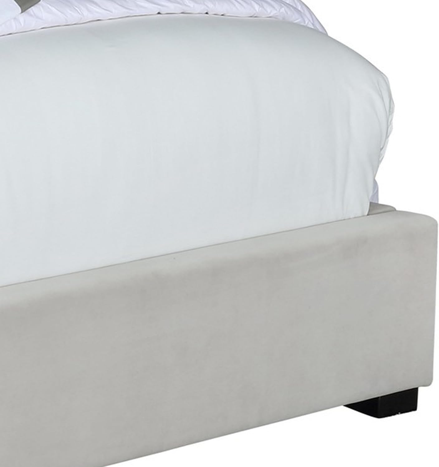 Benjara Xee Queen Panel Bed with 3D Grid Tufted Headboard, Velvet Upholstery, Beige and Black