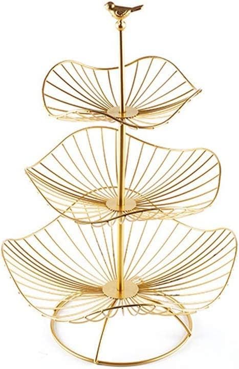 LANDTOM® Metal 3-Tier Fruit Basket Holder Decorative Fruit Bowl Stand, Gold (Type A)