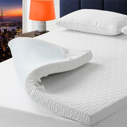 4 Inch King Size Mattress Topper Gel Memory Foam, Cooling Mattress Pad Cover for Pressure Relief, Bed Topper with Removable Cover,Soft & Breathable