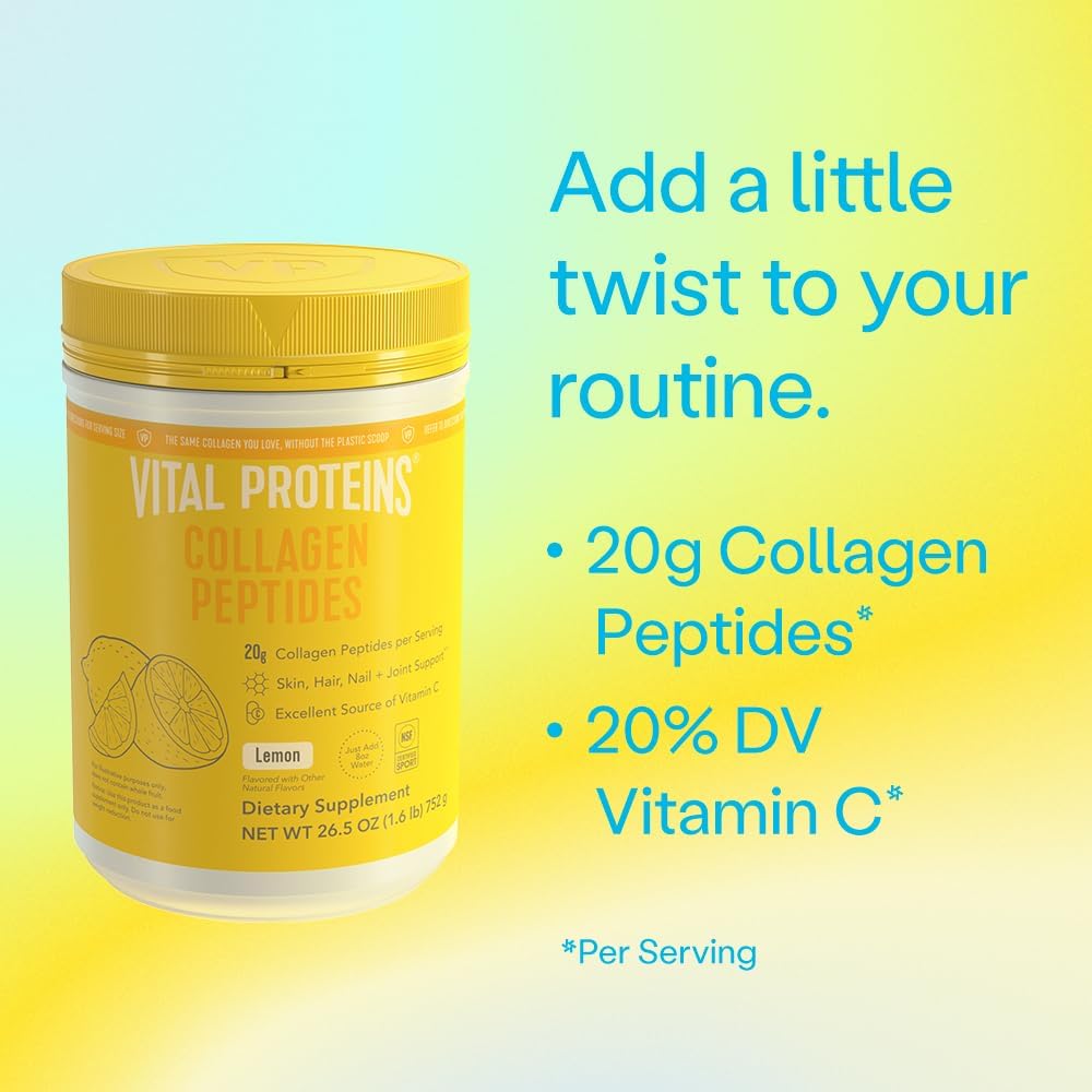 Vital Proteins Collagen Peptides Powder, Promotes Hair, Nail, Skin, Bone and Joint Health, Lemon 26.5 Ounce