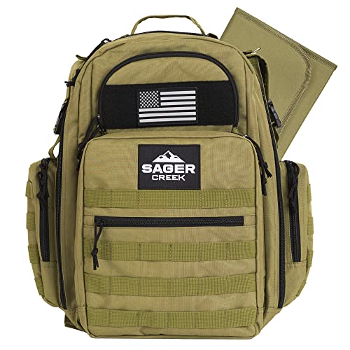 Dad Diaper Bag Backpack with Changing Pad. Waterproof Military Diaper Backpack for Men w/Insulated Compartment (Green)