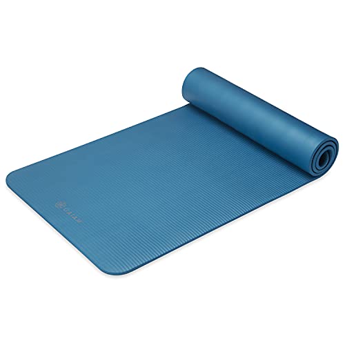 Gaiam Extra-Thick Yoga Fitness Mat and Exercise Mat with Non-Slip Texture and Easy Carry Strap
