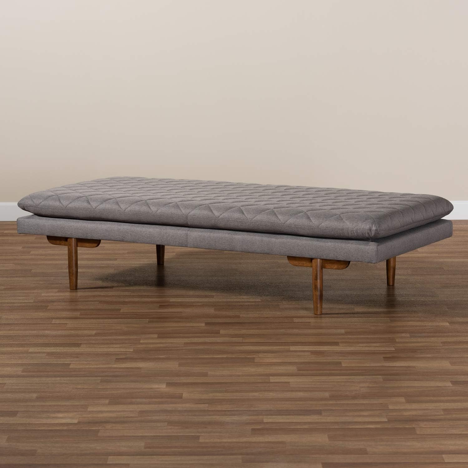 Baxton Studio Marit Grey Upholstered Walnut Wood Daybed