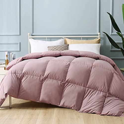 APSMILE Goose Feathers Down Comforter King Size, Hotel Collection Summer Duvet Insert, 750 Fill-Power, Ultra-Soft Fluffy Lightweight, Baffle Box Quilted with Corner Tabs (106x90, White)