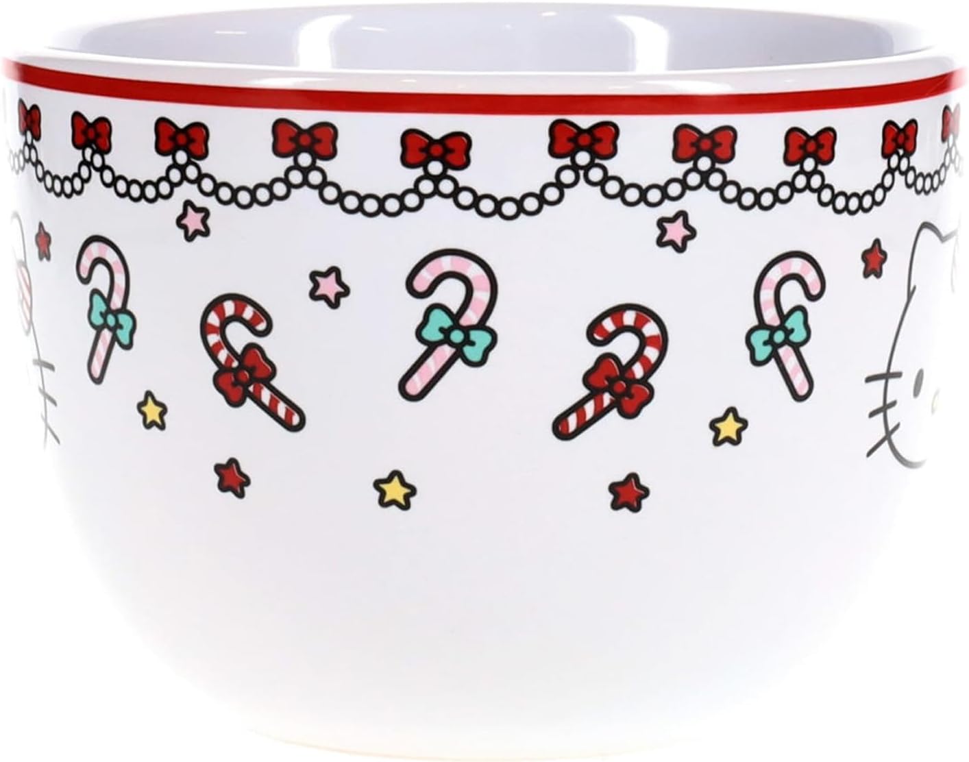 Silver Buffalo Sanrio Hello Kitty Holiday Ceramic Soup Mug Bowl With Handle For Ice Cream, Cereal, Beverages | Holds 24 Ounces