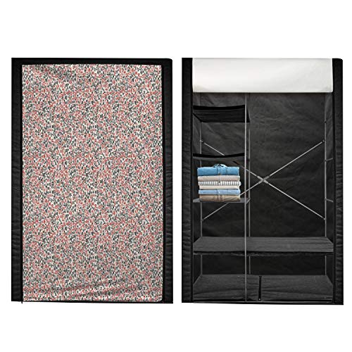 Ambesonne Hangul Korean Print Portable Fabric Wardrobe, Repeating Style Alphabet in Random Order Asian Culture Typography, Clothing Organizer and Storage Closet with Shelves, 42.5