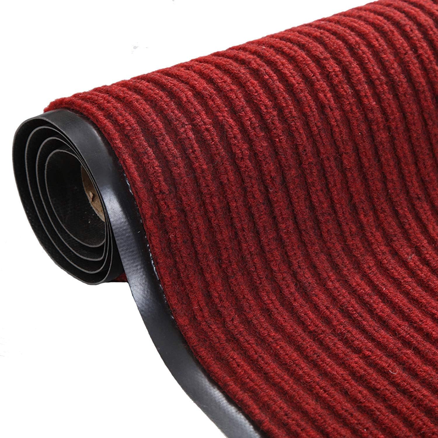 MYOYAY 3'x10' Commercial Runners Entrance Mat Double-Ribbed Carpet Runner with Skid-Resistant PVC Backing Hallway Rug for Indoor Outdoor Home Office, Wine Red
