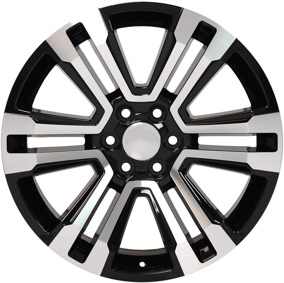 OE Wheels LLC 22 inch Rim Fits 6x139.7 Silverado Suburban Tahoe Sierra Yukon Escalade CV44 22x9 Black Machined Wheels Hollander: 5822