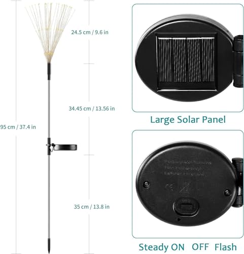 JJGoo Solar Garden Lights Solar Firework Lights, 2 Pack 150 LEDs 2 Lighting Modes Solar Lights Outdoor Waterproof for Garden Patio Walkway Pathway Party Wedding Christmas Decorative - Purple