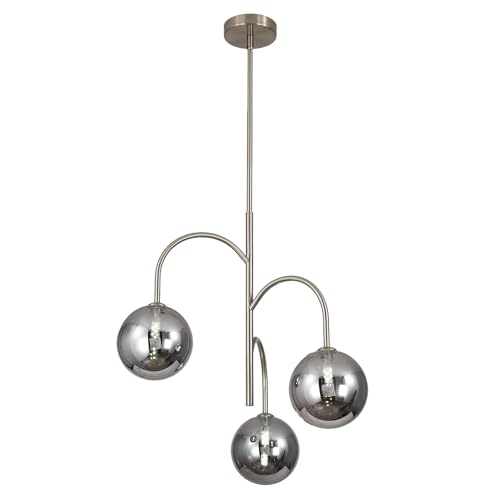 Mid Century Modern 3-Light Milk Glass Globe Chandelier Brass Gold Pendant Light Fixture Industrial Iron Ceiling Light Fixture for Kitchen Island Bedroom