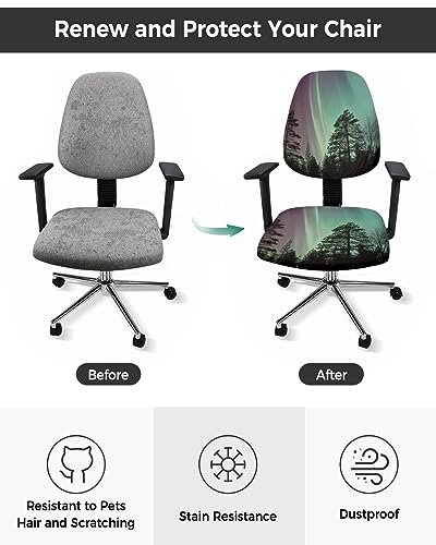 Office Chair Cover Classic Old-Fashioned Polka Dot Aqua Ombre Desk Chair Cover Stretch Elastic Universal Computer Chair Covers Stretch Rotating Chair Slipcovers Protectors