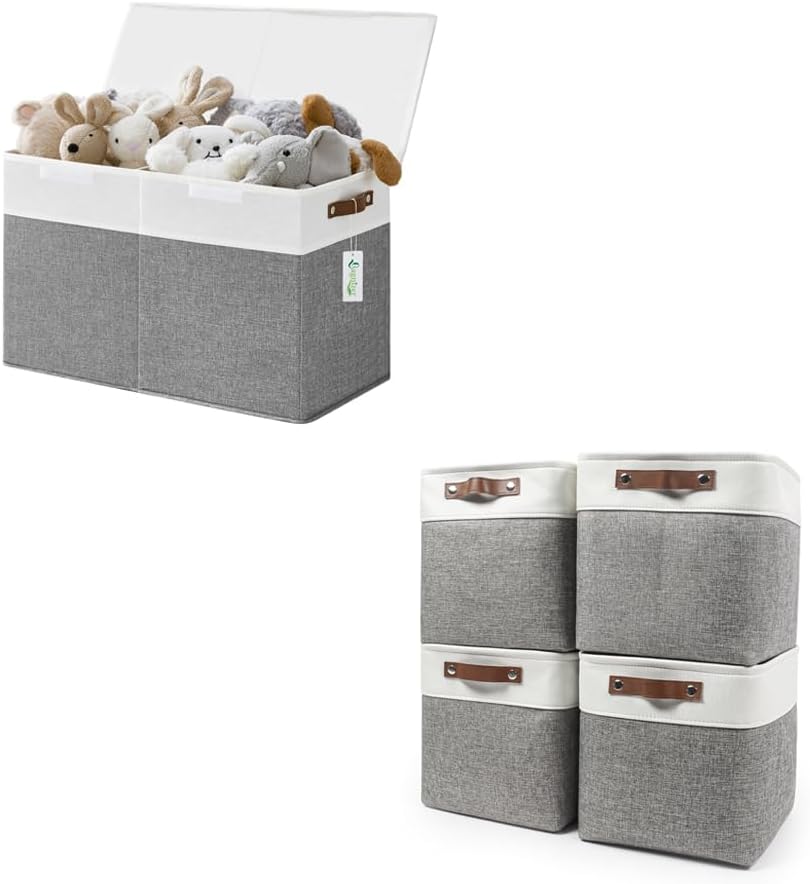 Large Toy Storage Box with Lids 13x13 Cube Storage Bin