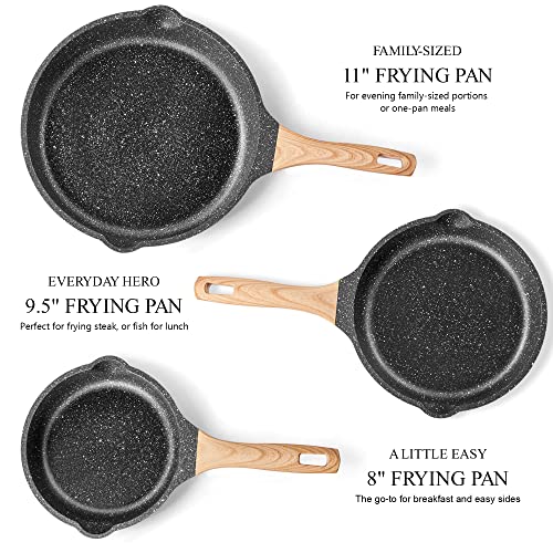 Pots and Pans Set Nonstick - YIIFEEO Kitchen Cookware Sets 1.5 Qt Granite Saucepan with Lid and 8