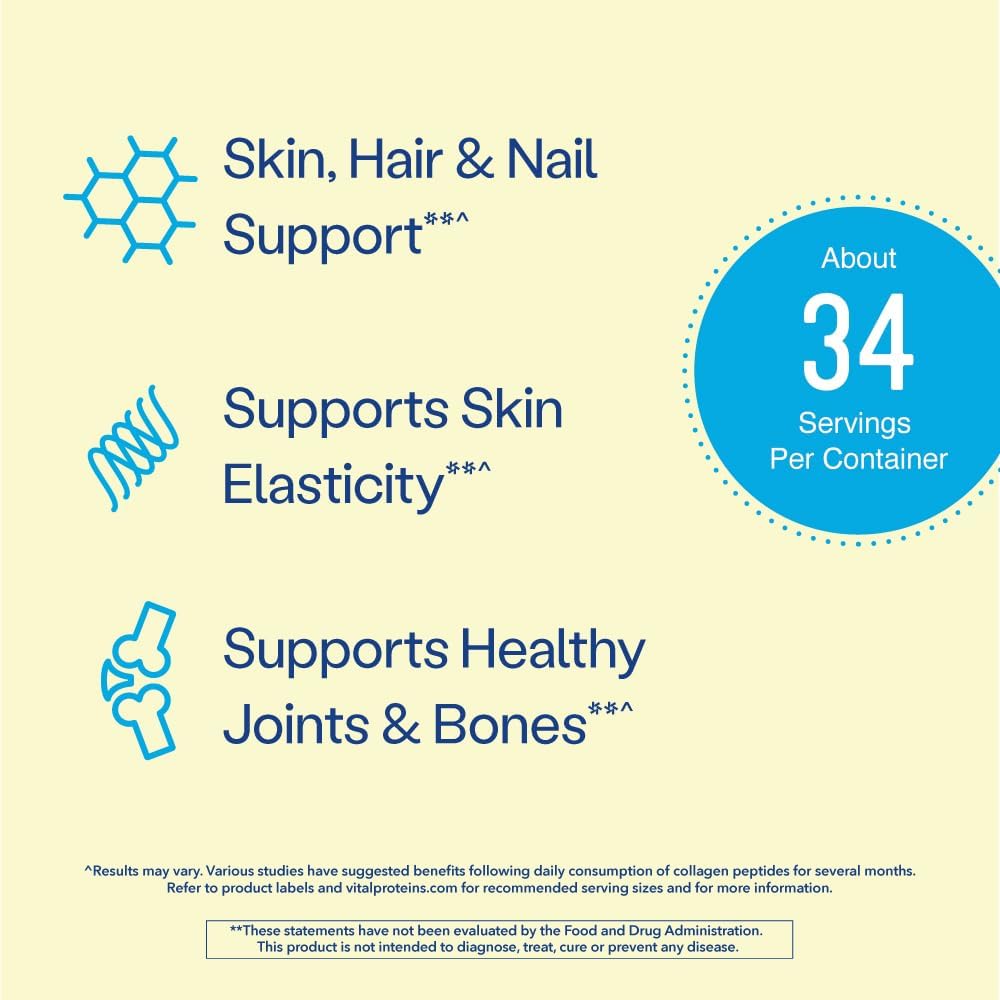 Vital Proteins Collagen Peptides Powder, Promotes Hair, Nail, Skin, Bone and Joint Health, Lemon 26.5 Ounce