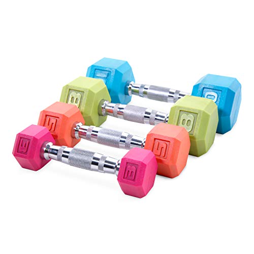 CAP Barbell Color Coated Hex Dumbbell Weights with Contoured Chrome Handle