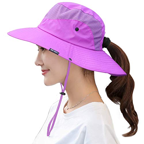 Women's Summer Sun Outdoor UV Protection Foldable Mesh Wide Brim Beach Fishing Bucket Hat