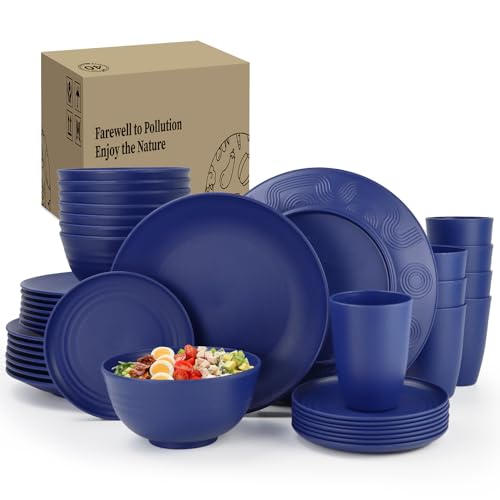 Homienly Wheat Straw Dinnerware Sets, 20pcs Dishes Dinnerware Sets Microwave and Dishwasher Safe, Lightweight Unbreakable Dish Set, Reusable Dinner Plates Kids Plates and Bowls Sets (Multicolor)