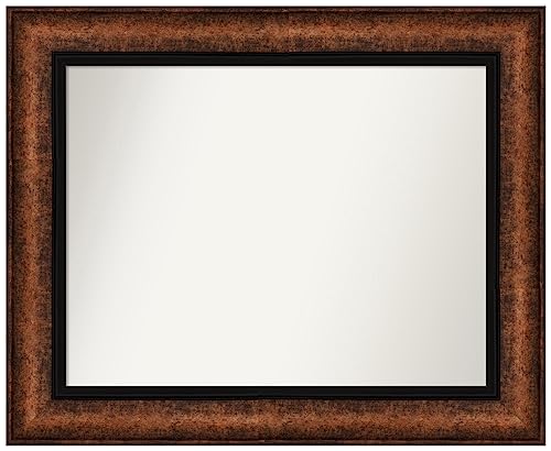 Amanti Art Custom Mirror, Vogue Bronze Bathroom Mirror, Wall Mirror or Bathroom Vanity Mirror Over Sink (33.5 x 23.5 in.) Non-Beveled Mirror, Bronze Mirror, Traditional Mirror from WI, USA