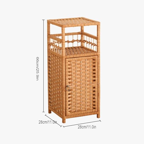 Rattan Bedside Table Side Table Multifunctional Storage Cabinet End Table Corner Storage Rack Nightstand for Small Spaces Living Room Bedroom Bedside Entryway House Home Office,H