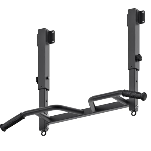 SELEWARE Adjustable Joist Mounted Pull Up Bar - Multifunctional Chin Up Bar with Multi-Angle Grip, Heavy-Duty Steel Construction, and Accessory Attachment Rings - Ideal for Full Body Workouts