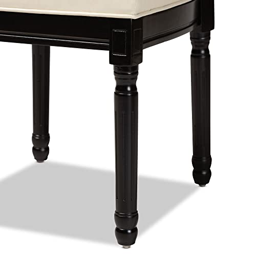 Baxton Studio Louane Traditional French Inspired Beige Fabric Upholstered and Antique Brown Finished Wood 2-Piece Dining Chair Set with Rattan