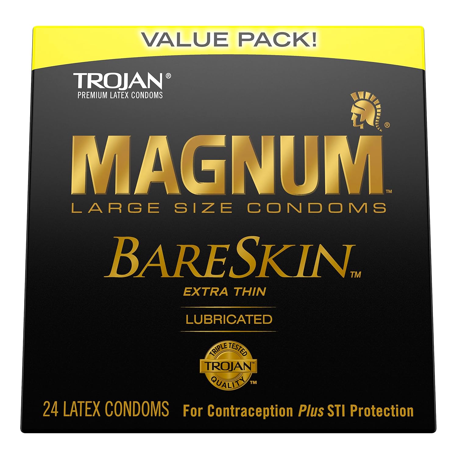 TROJAN Magnum BareSkin Premium Large Condoms & BareSkin Raw Thin Condoms, Lubricated Condoms for Men, America’s Number One Condom Brand, 24 Count Pack