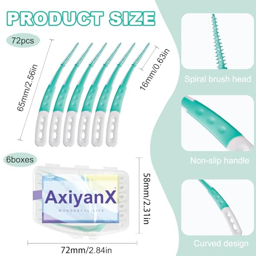 72PCS Dental Picks for Teeth Cleaning,Disposable Interdental Brushes Between Teeth,Dental Brush Picks for Teeth Cleaning， Braces Flossers,Dental Floss Picks(6Boxes)