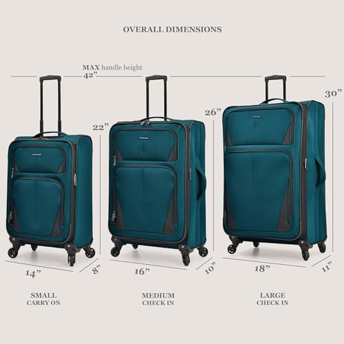 U.S. Traveler Aviron Bay Expandable Softside Spinner Wheels, Teal, 2 Piece Luggage