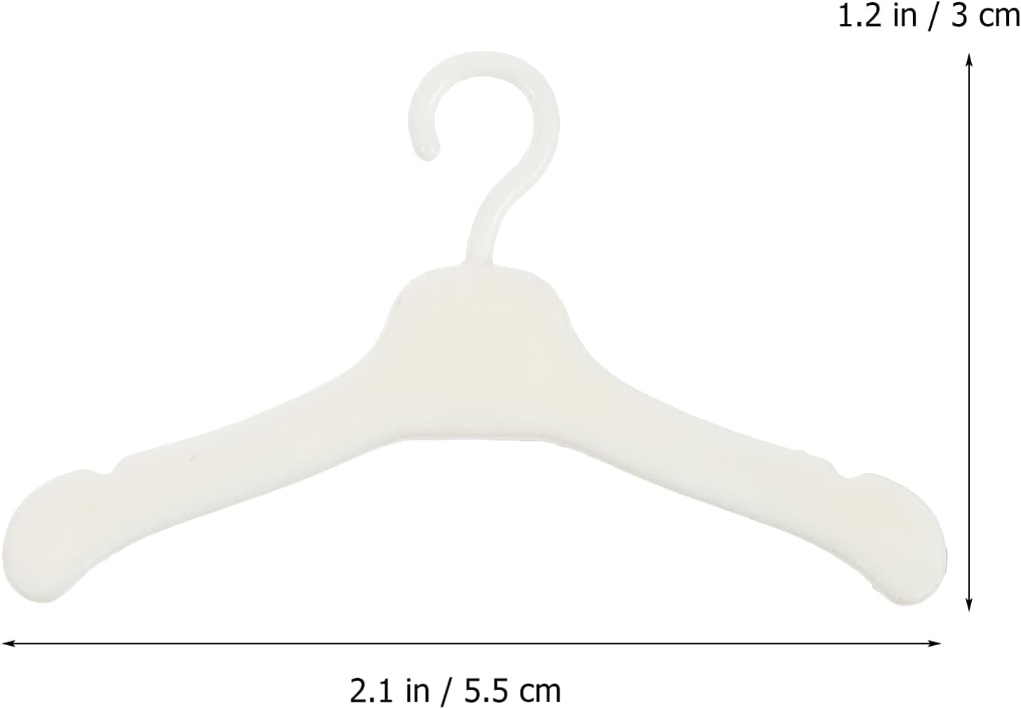 50pcs Doll Hanger Mini Hanger Toys Doll Gown Hangers Holder Miniature Dress Hanger Miniature Coat Hanger Girl Outfit Doll Clothes Hanger Rack Wardrobe Plastic Key Hook White Baby